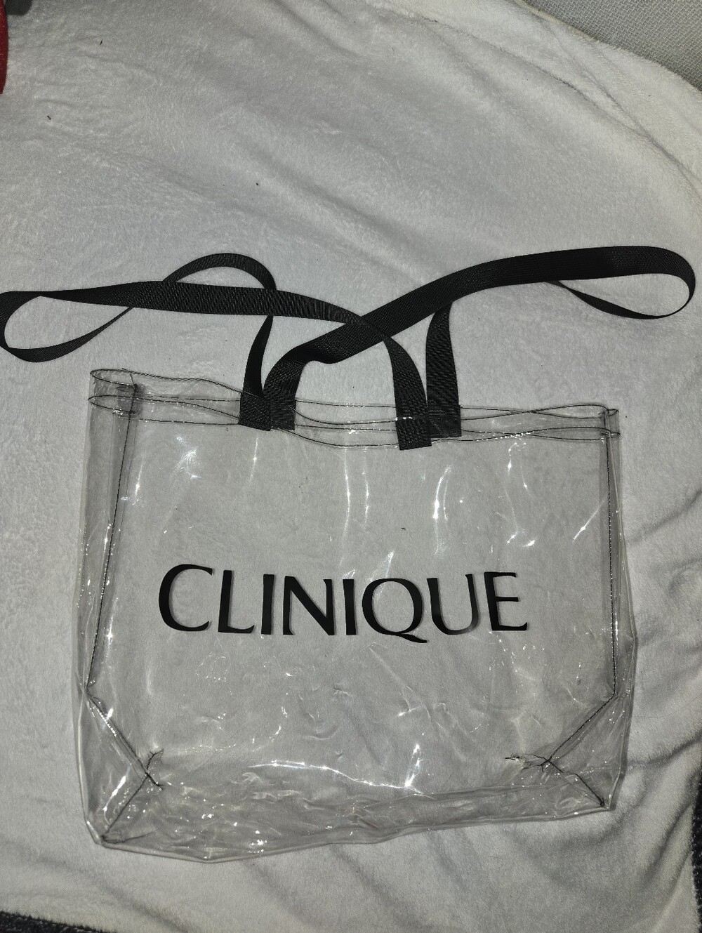Clinique Clear PVC Tote with Black Straps